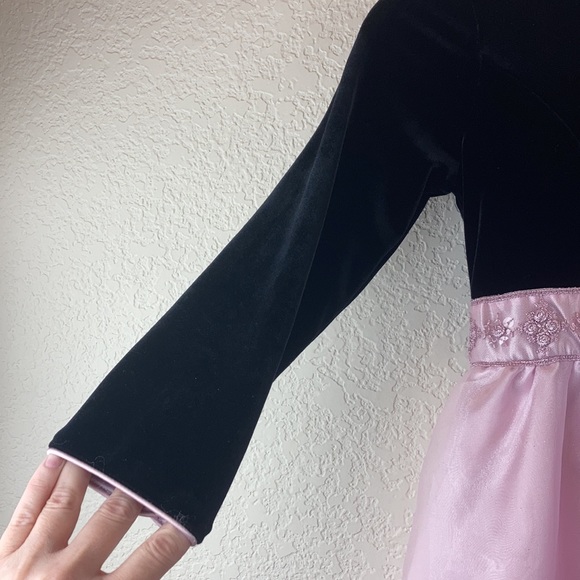 🌞Beautiful Jona Michelle Black Velour and Pink Lace Overlay Holiday Dress C - Picture 4 of 11
